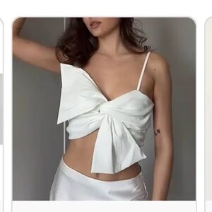 MAXI BOW CROP TOP OYSTER-WHITE .
